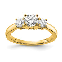 14k 1/2 ct Lab Grown Diamond VS/SI+ G+ 1/2 ct Center 3 Stone Semi Eng Ring