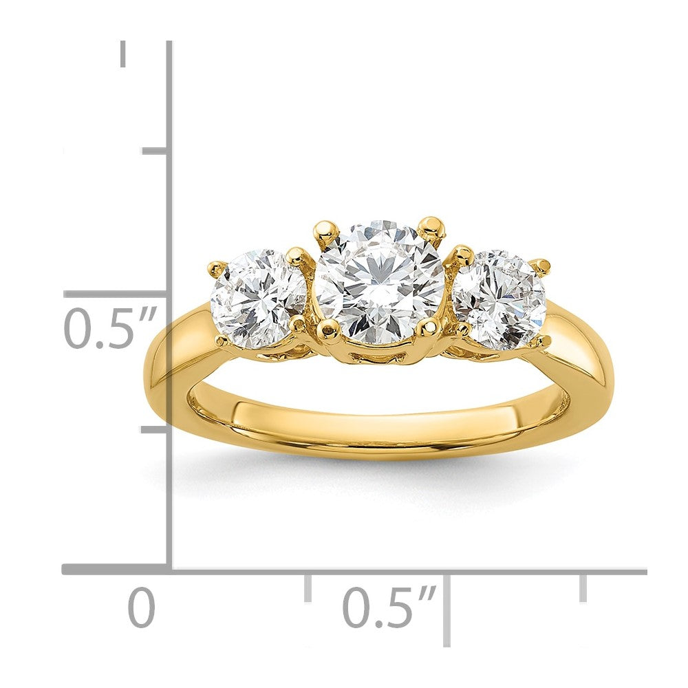 1 1/2 ct Lab Grown Diamond VS/SI+ G+ Round Comp 3 Stone Engagement Ring