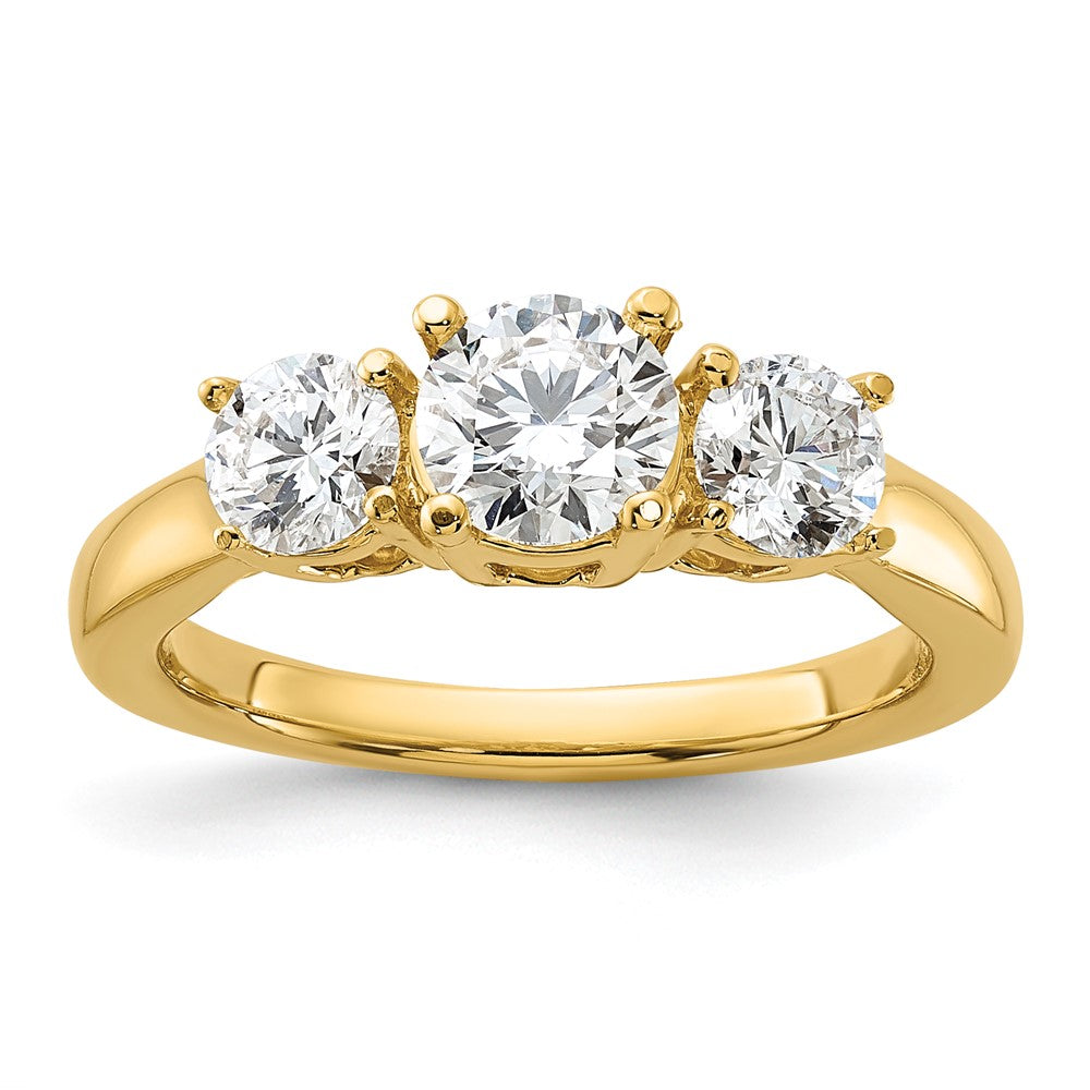 1 1/2 ct Lab Grown Diamond VS/SI+ G+ Round Comp 3 Stone Engagement Ring