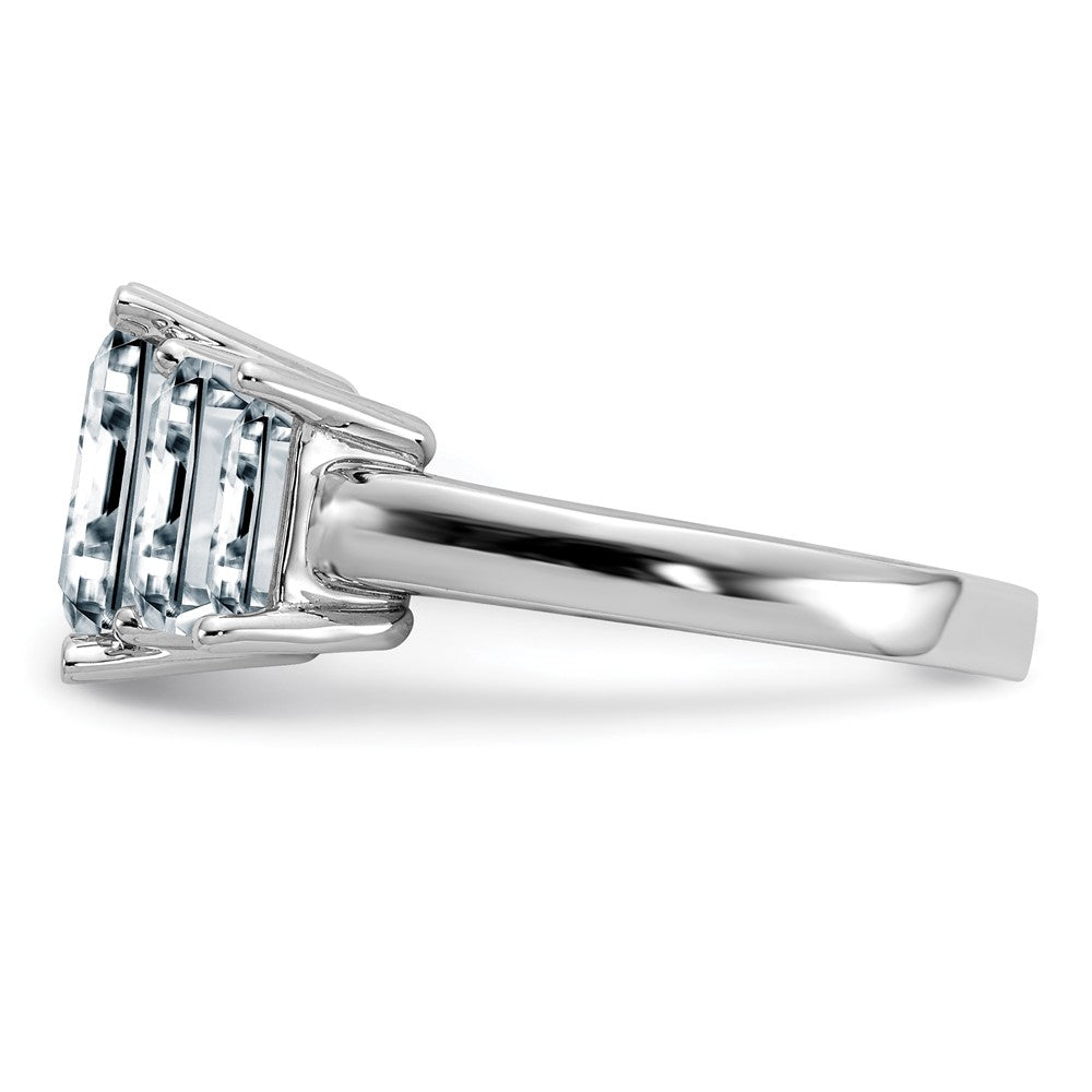 14K White Gold Emerald-cut 3-Stone Engagement Ring Mounting