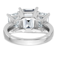 14K White Gold Emerald-cut 3-Stone Engagement Ring Mounting