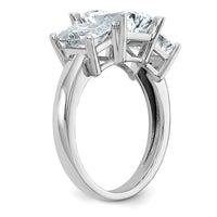 14K White Gold Emerald-cut 3-Stone Engagement Ring Mounting