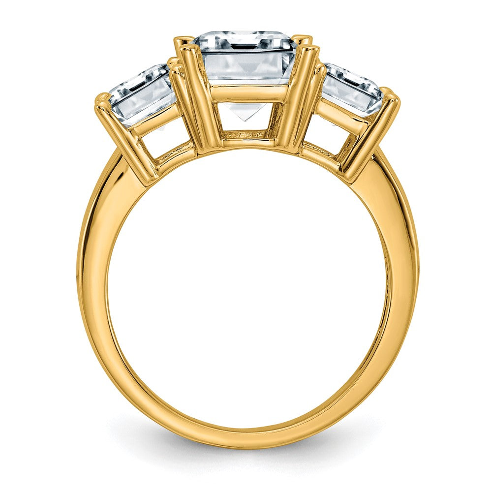 14K Emerald-cut 3-Stone Engagement Ring Mounting