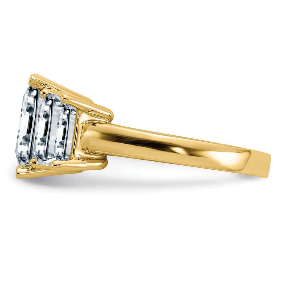 14K Emerald-cut 3-Stone Engagement Ring Mounting