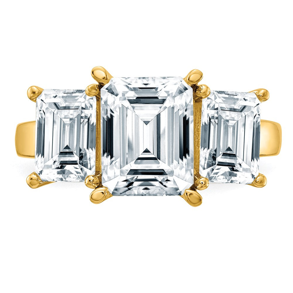 14K Emerald-cut 3-Stone Engagement Ring Mounting