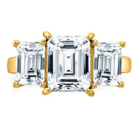 14K Emerald-cut 3-Stone Engagement Ring Mounting