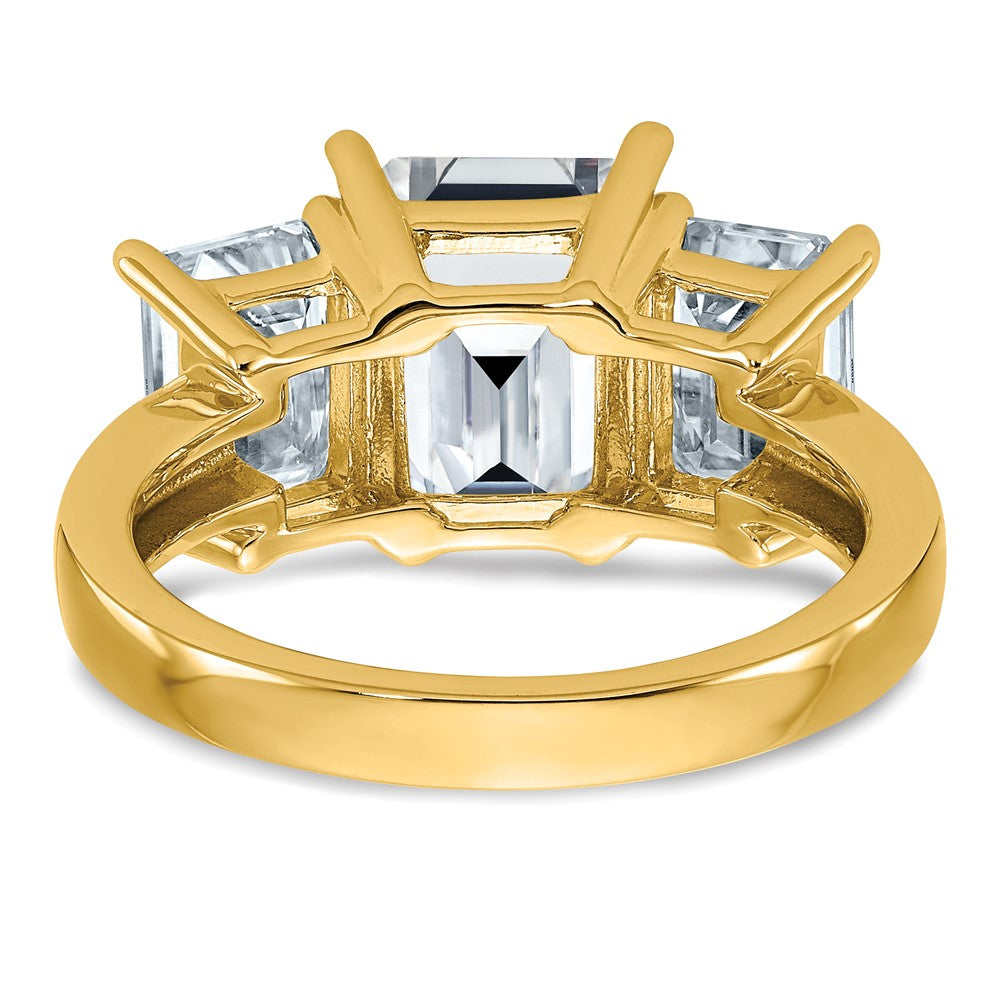 14K Emerald-cut 3-Stone Engagement Ring Mounting