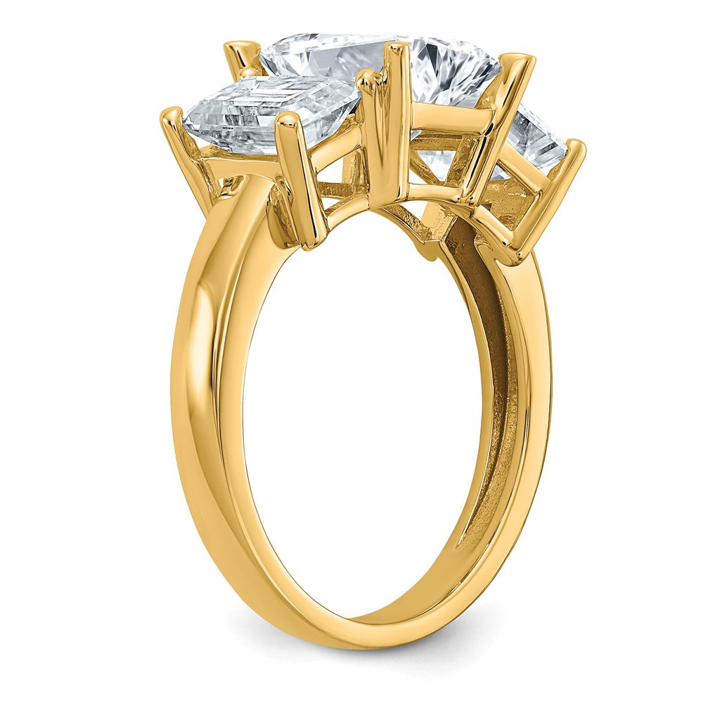 14K Emerald-cut 3-Stone Engagement Ring Mounting