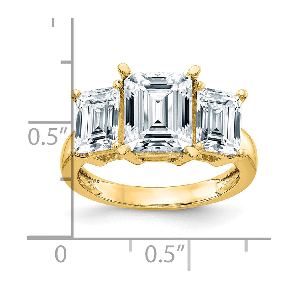 14K Emerald-cut 3-Stone Engagement Ring Mounting