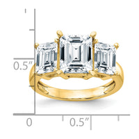 14K Emerald-cut 3-Stone Engagement Ring Mounting