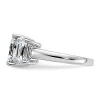 14kw 2 1/2ct Certified Lab Grown Dia VS+ F+ Emerald Comp 3 Stone Eng Ring