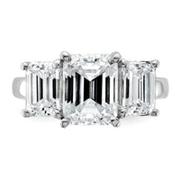 14kw 2 1/2ct Certified Lab Grown Dia VS+ F+ Emerald Comp 3 Stone Eng Ring