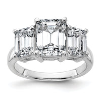 14kw 2 1/2ct Certified Lab Grown Dia VS+ F+ Emerald Comp 3 Stone Eng Ring
