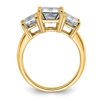 14k 2 1/2ct Certified Lab Grown Dia VS+ F+ Emerald Comp 3 Stone Eng Ring
