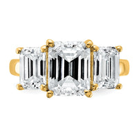 14k 2 1/2ct Certified Lab Grown Dia VS+ F+ Emerald Comp 3 Stone Eng Ring