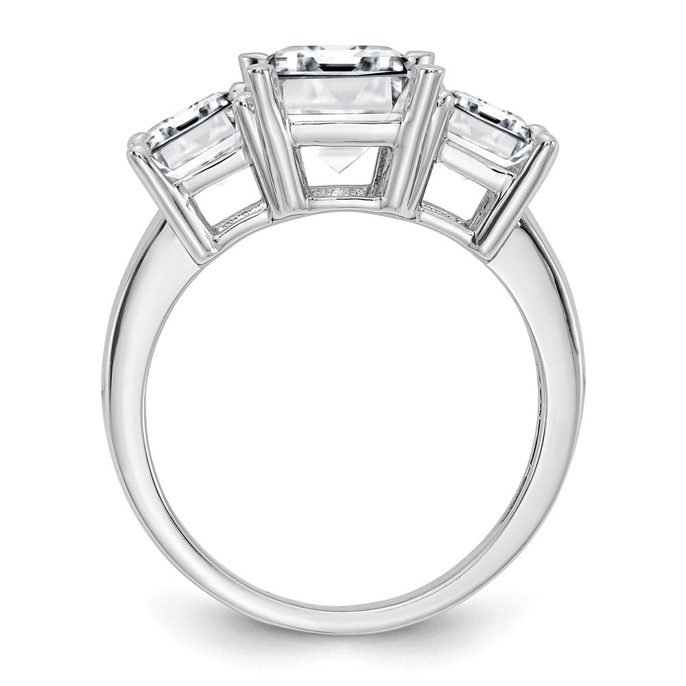 14kw 4 1/5ct Certified Lab Grown Dia VS+ F+ Emerald Comp 3 Stone Eng Ring