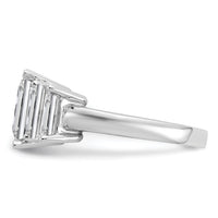 14kw 4 1/5ct Certified Lab Grown Dia VS+ F+ Emerald Comp 3 Stone Eng Ring