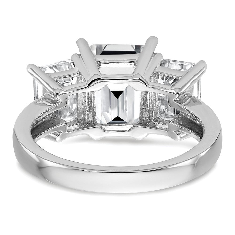 14kw 4 1/5ct Certified Lab Grown Dia VS+ F+ Emerald Comp 3 Stone Eng Ring