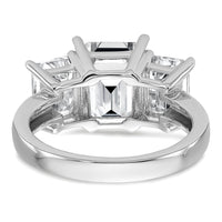 14kw 4 1/5ct Certified Lab Grown Dia VS+ F+ Emerald Comp 3 Stone Eng Ring