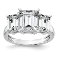 14kw 4 1/5ct Certified Lab Grown Dia VS+ F+ Emerald Comp 3 Stone Eng Ring