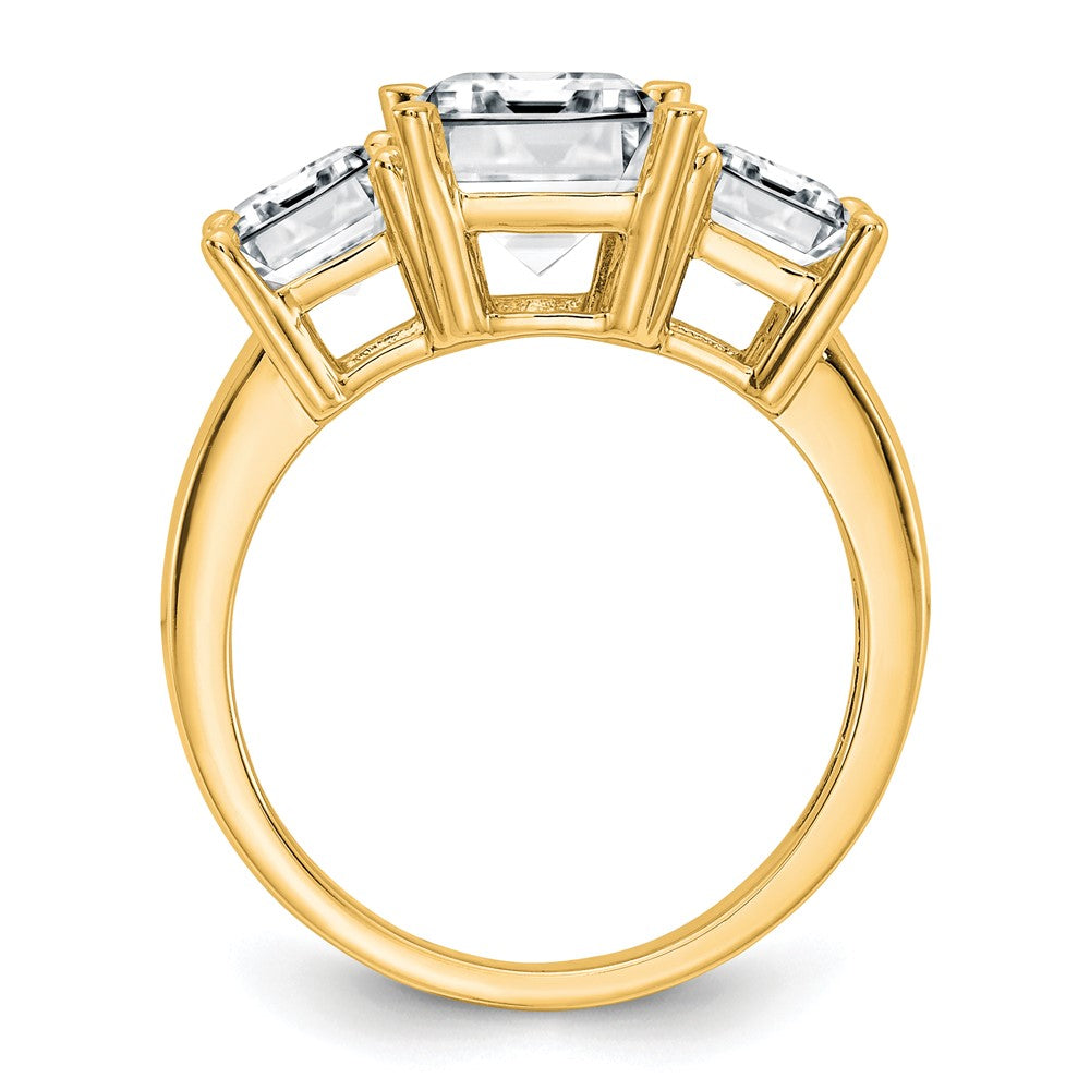 14k 4 1/5ct Lab Grown Dia VS+ F+ Emerald Comp 3 Stone Engagement Ring