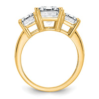 14k 4 1/5ct Lab Grown Dia VS+ F+ Emerald Comp 3 Stone Engagement Ring