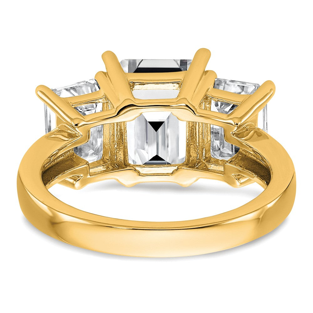 14k 4 1/5ct Lab Grown Dia VS+ F+ Emerald Comp 3 Stone Engagement Ring