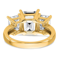 14k 4 1/5ct Lab Grown Dia VS+ F+ Emerald Comp 3 Stone Engagement Ring