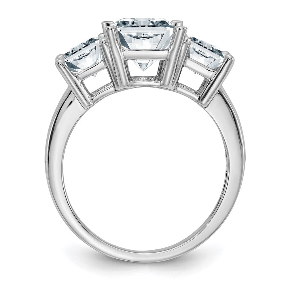 14K White Gold Octagon Radiant 3-Stone Engagement Ring Mounting