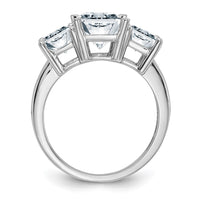 14K White Gold Octagon Radiant 3-Stone Engagement Ring Mounting