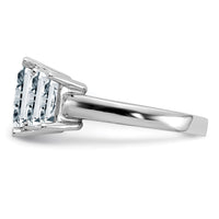 14K White Gold Octagon Radiant 3-Stone Engagement Ring Mounting