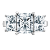 14K White Gold Octagon Radiant 3-Stone Engagement Ring Mounting