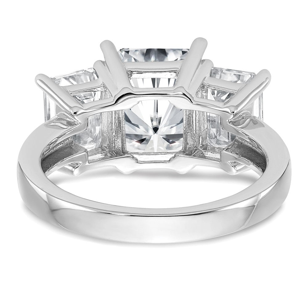 14K White Gold Octagon Radiant 3-Stone Engagement Ring Mounting