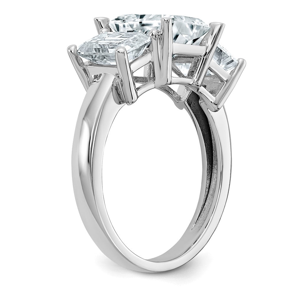 14K White Gold Octagon Radiant 3-Stone Engagement Ring Mounting