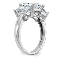 14K White Gold Octagon Radiant 3-Stone Engagement Ring Mounting