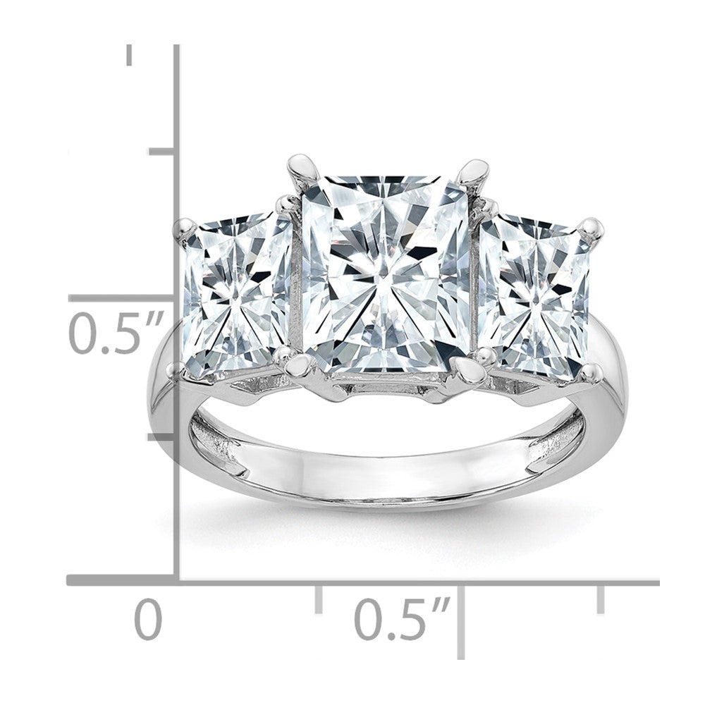 14K White Gold Octagon Radiant 3-Stone Engagement Ring Mounting