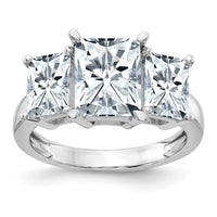 14K White Gold Octagon Radiant 3-Stone Engagement Ring Mounting