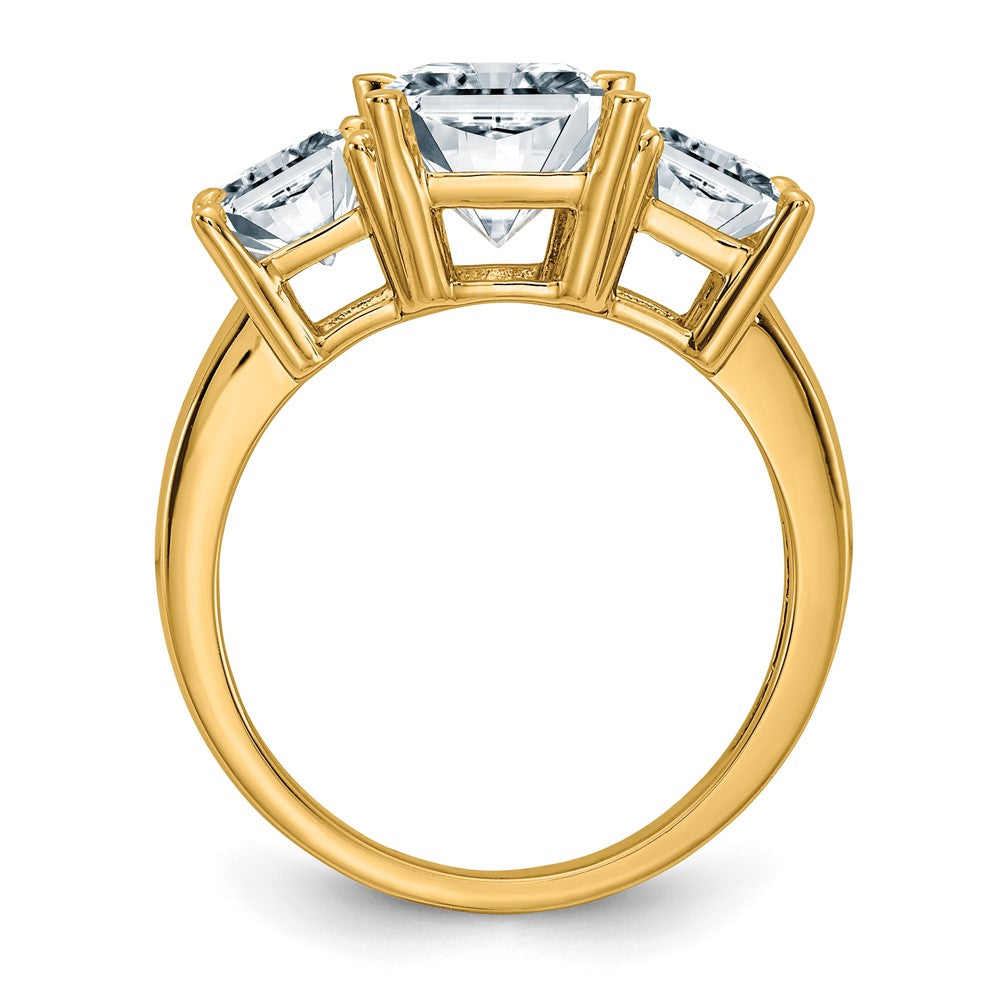 14K Octagon Radiant 3-Stone Engagement Ring Mounting