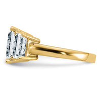 14K Octagon Radiant 3-Stone Engagement Ring Mounting