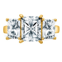 14K Octagon Radiant 3-Stone Engagement Ring Mounting