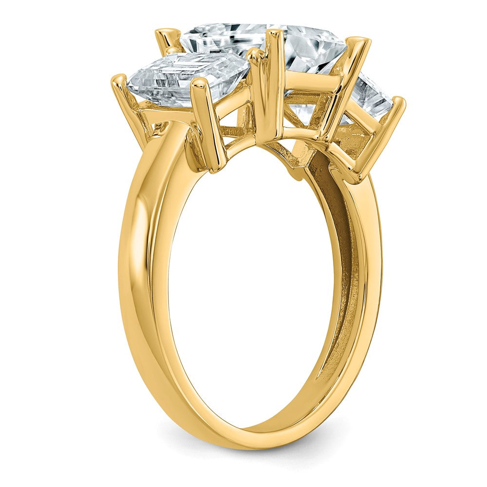 14K Octagon Radiant 3-Stone Engagement Ring Mounting