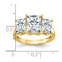 14K Octagon Radiant 3-Stone Engagement Ring Mounting