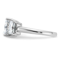 14kw 2 7/8ct Lab Grown Diamond VS+ F+ Radiant Comp 3 Stone Eng Ring