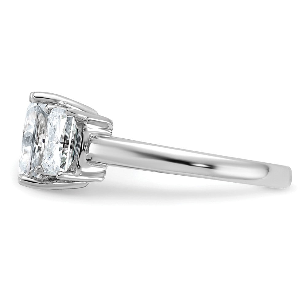 14kw 2 7/8ct Cert Lab Grown Diamond VS+ F+ Radiant Comp 3 Stone Eng Ring