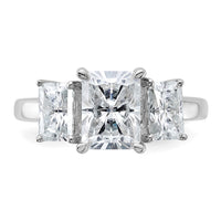 14kw 2 7/8ct Cert Lab Grown Diamond VS+ F+ Radiant Comp 3 Stone Eng Ring