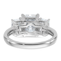 14kw 2 7/8ct Lab Grown Diamond VS+ F+ Radiant Comp 3 Stone Eng Ring