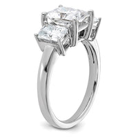 14kw 2 7/8ct Lab Grown Diamond VS+ F+ Radiant Comp 3 Stone Eng Ring