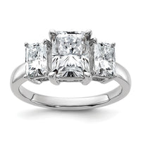 14kw 2 7/8ct Cert Lab Grown Diamond VS+ F+ Radiant Comp 3 Stone Eng Ring
