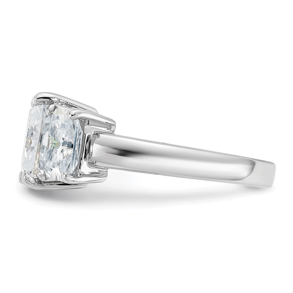 14kw 4 1/2ct Lab Grown Diamond VS+ F+ Radiant Comp 3 Stone Eng Ring
