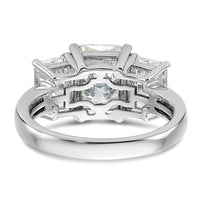 14kw 4 1/2ct Lab Grown Diamond VS+ F+ Radiant Comp 3 Stone Eng Ring